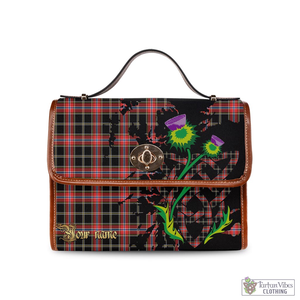 Tartan Vibes Clothing Norwegian Night Tartan Waterproof Canvas Bag with Scotland Map and Thistle Celtic Accents