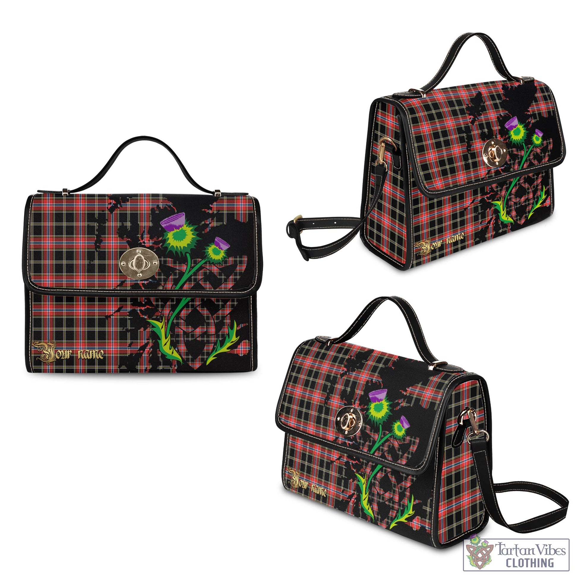 Tartan Vibes Clothing Norwegian Night Tartan Waterproof Canvas Bag with Scotland Map and Thistle Celtic Accents