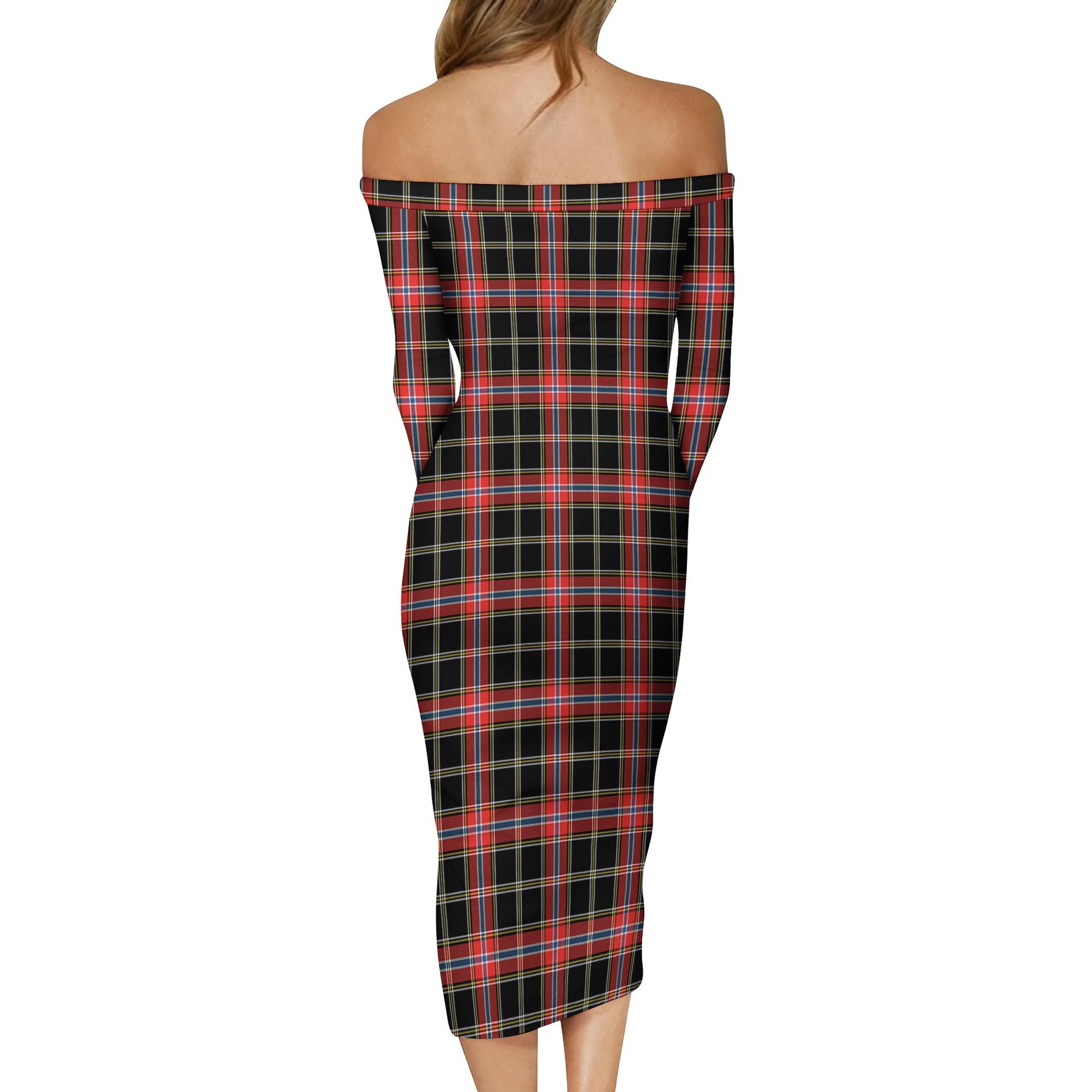 Norwegian Night Tartan Off Shoulder Lady Dress - Tartan Vibes Clothing