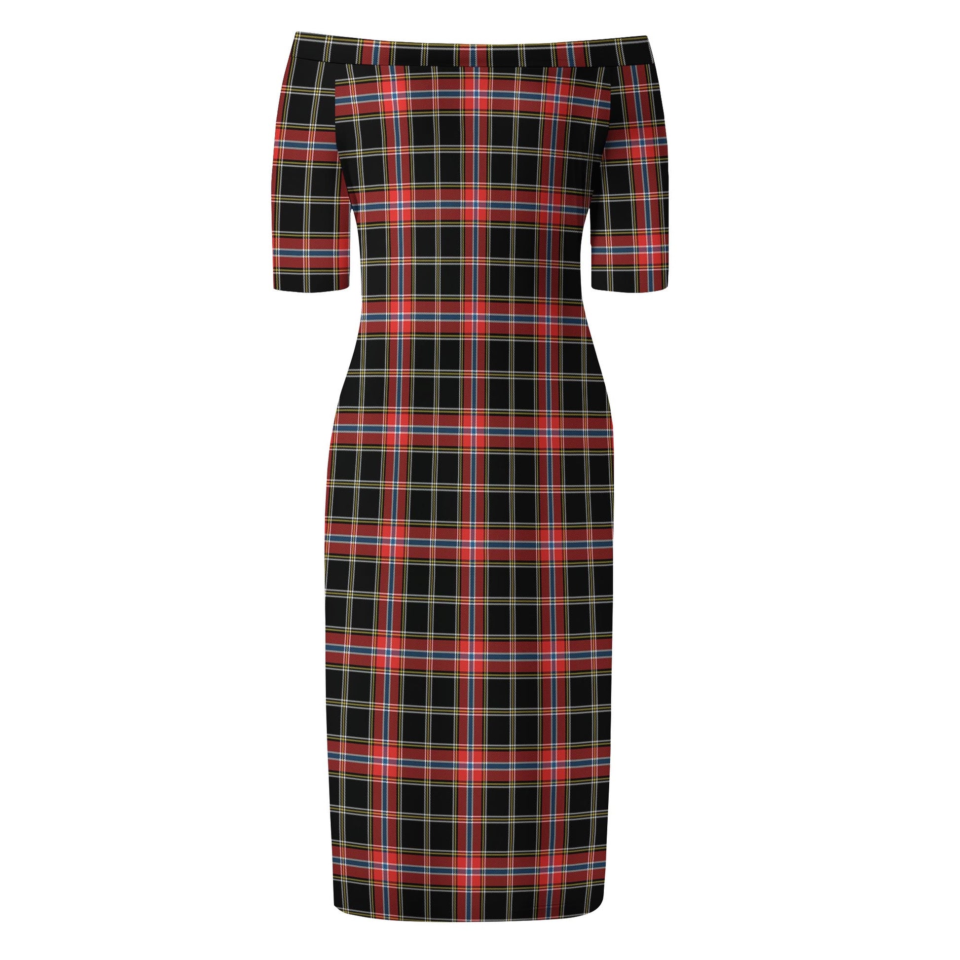 Norwegian Night Tartan Off Shoulder Lady Dress - Tartan Vibes Clothing