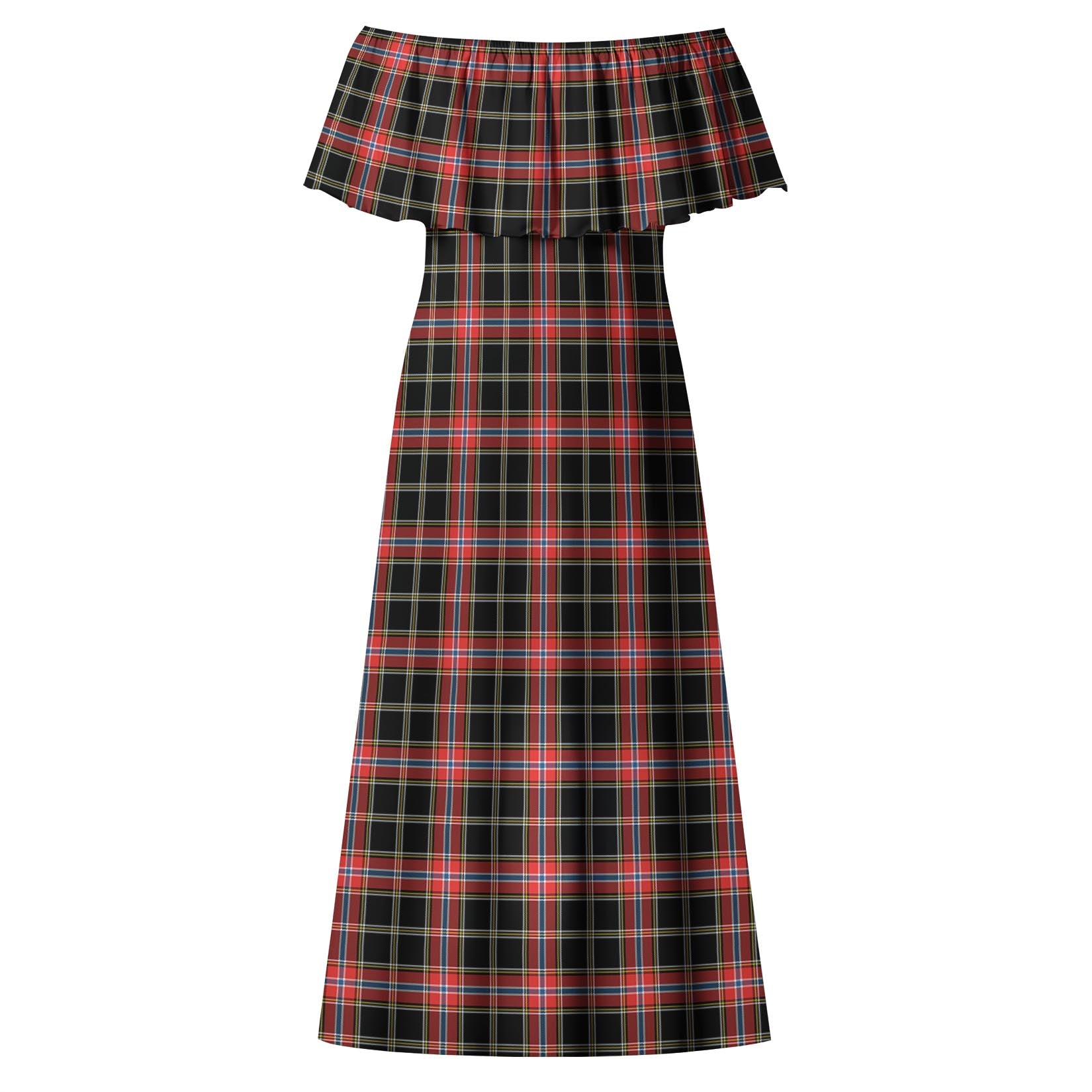 Norwegian Night Tartan Off Shoulder Long Dress - Tartan Vibes Clothing