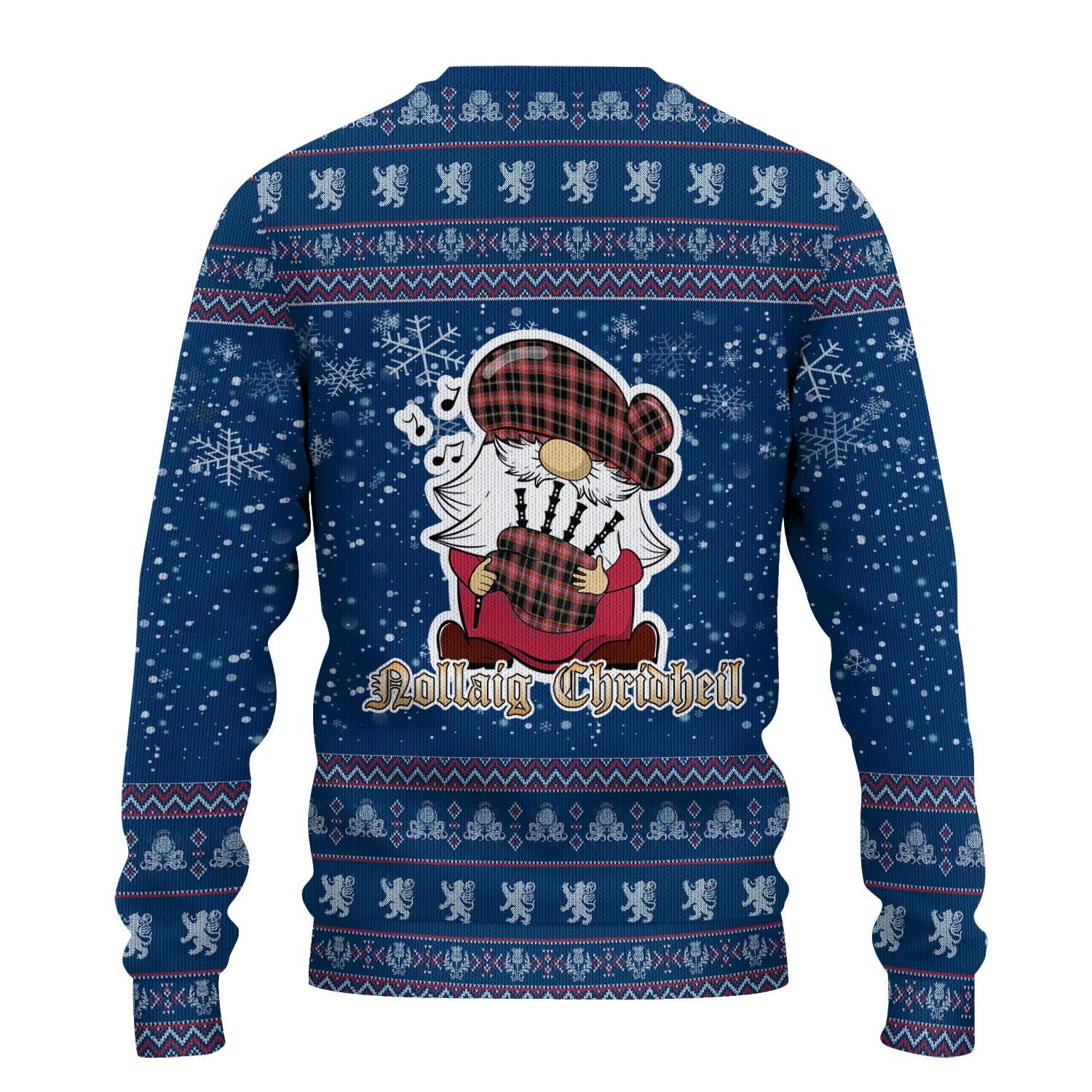 Norwegian Night Clan Christmas Family Knitted Sweater with Funny Gnome Playing Bagpipes - Tartanvibesclothing