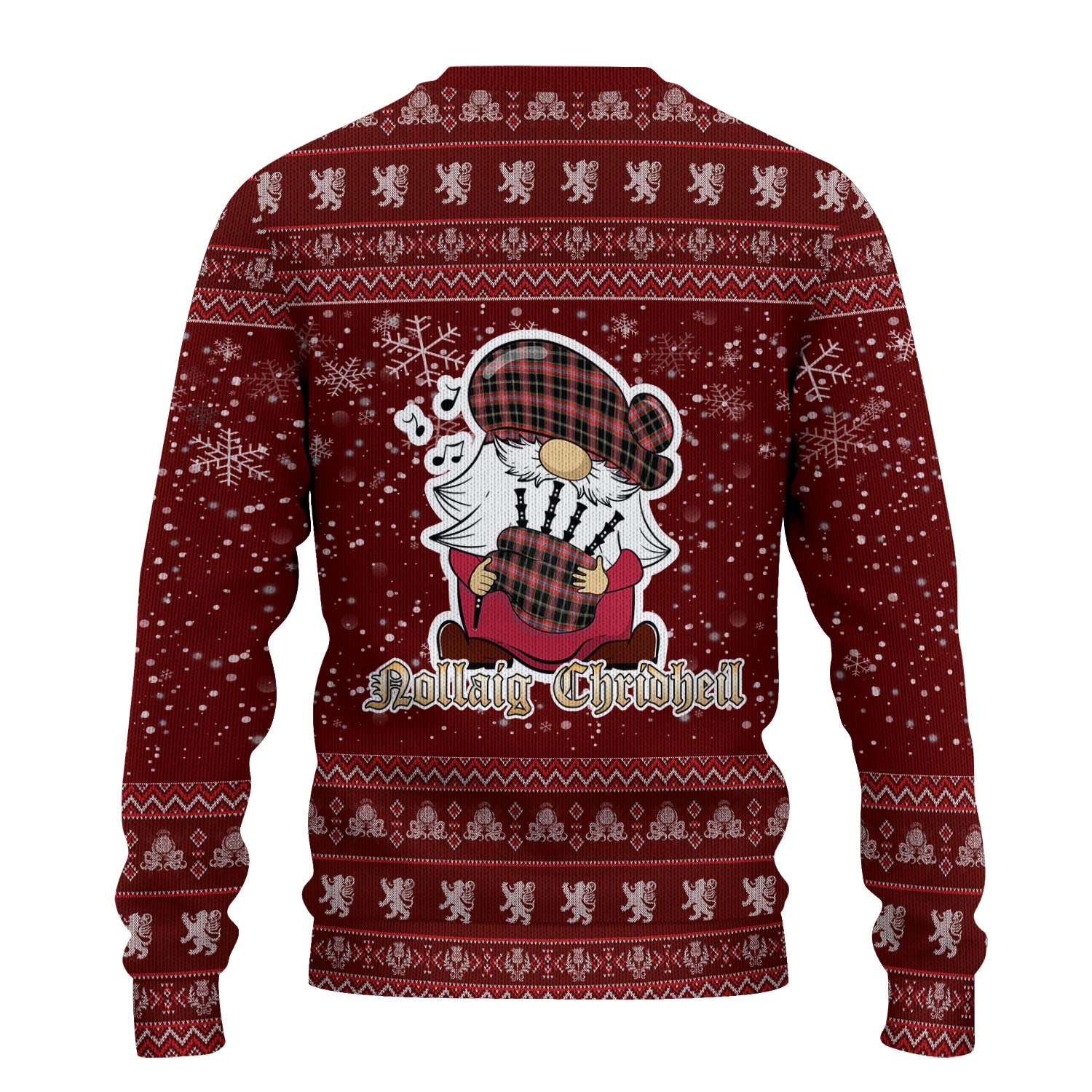 Norwegian Night Clan Christmas Family Knitted Sweater with Funny Gnome Playing Bagpipes - Tartanvibesclothing