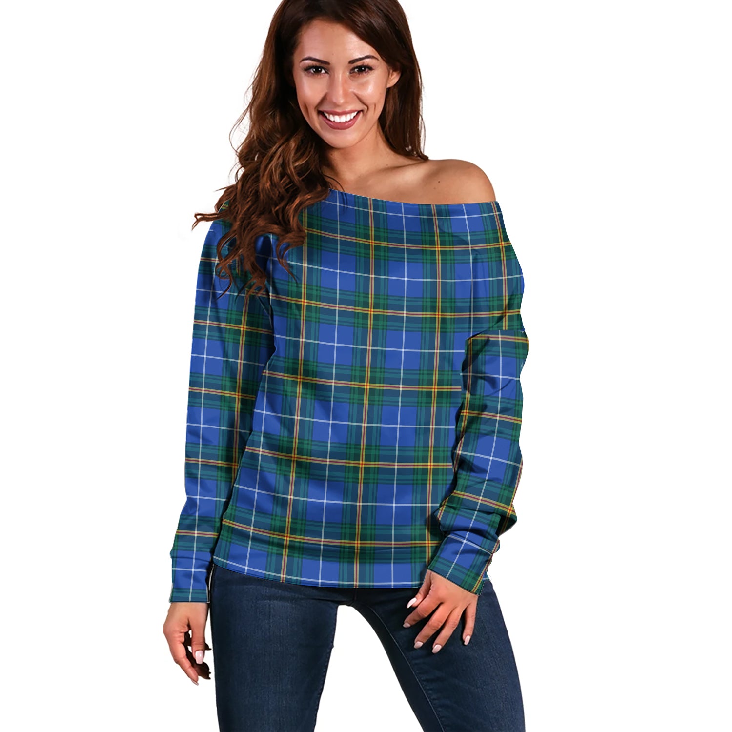 Nova Scotia Province Canada Tartan Off Shoulder Women Sweater Women - Tartanvibesclothing