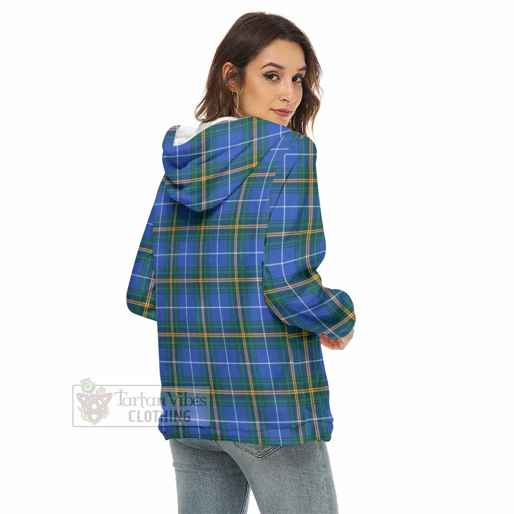 Tartan Vibes Clothing Nova Scotia Province Canada Tartan Women's Borg  Half Zip Fleece Hoodie