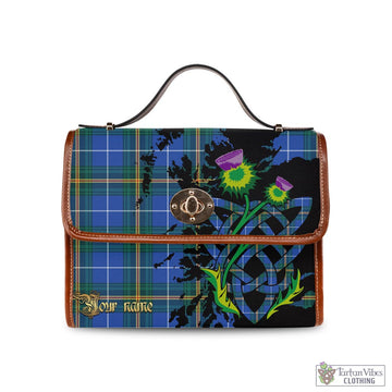 Nova Scotia Province Canada Tartan Waterproof Canvas Bag with Scotland Map and Thistle Celtic Accents
