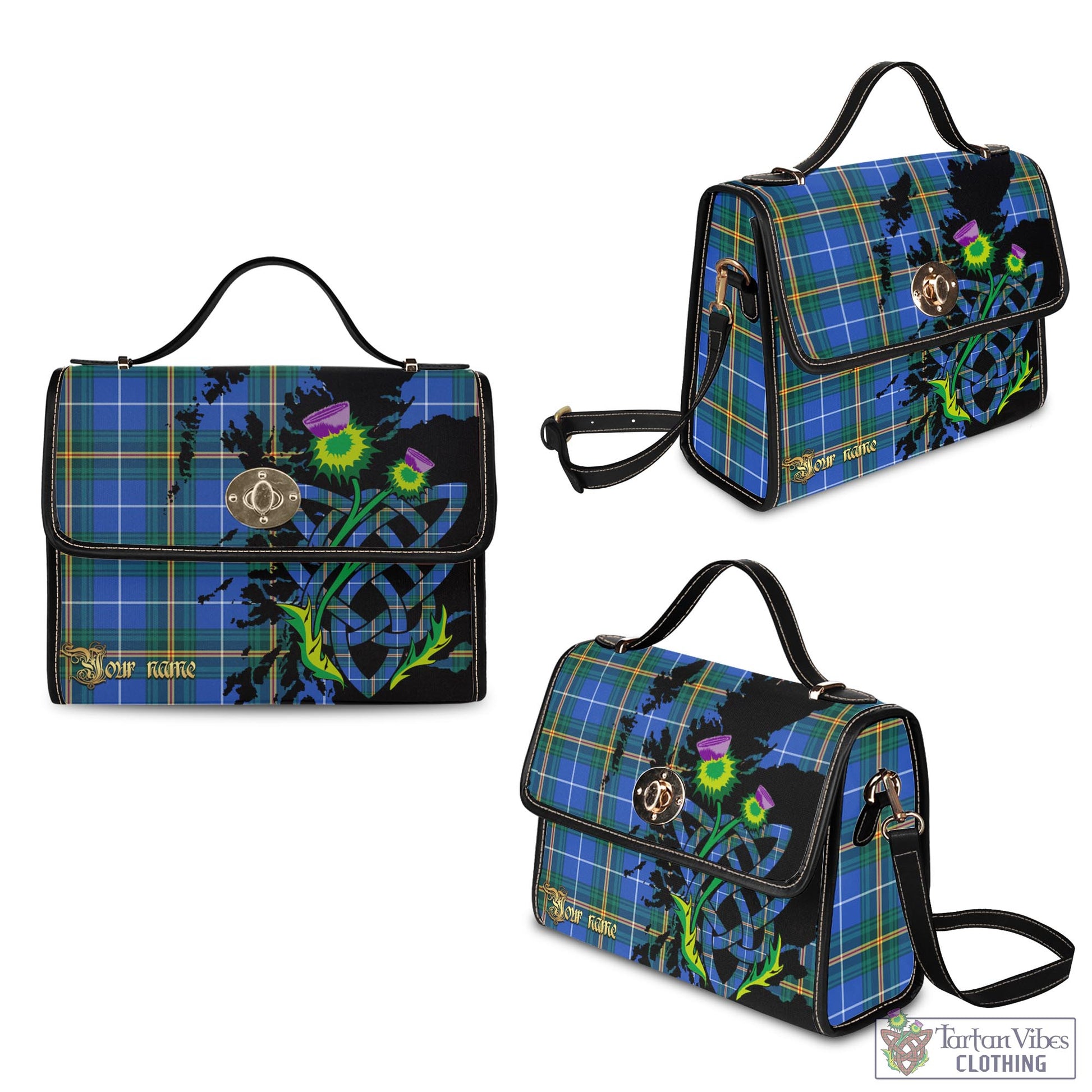 Tartan Vibes Clothing Nova Scotia Province Canada Tartan Waterproof Canvas Bag with Scotland Map and Thistle Celtic Accents