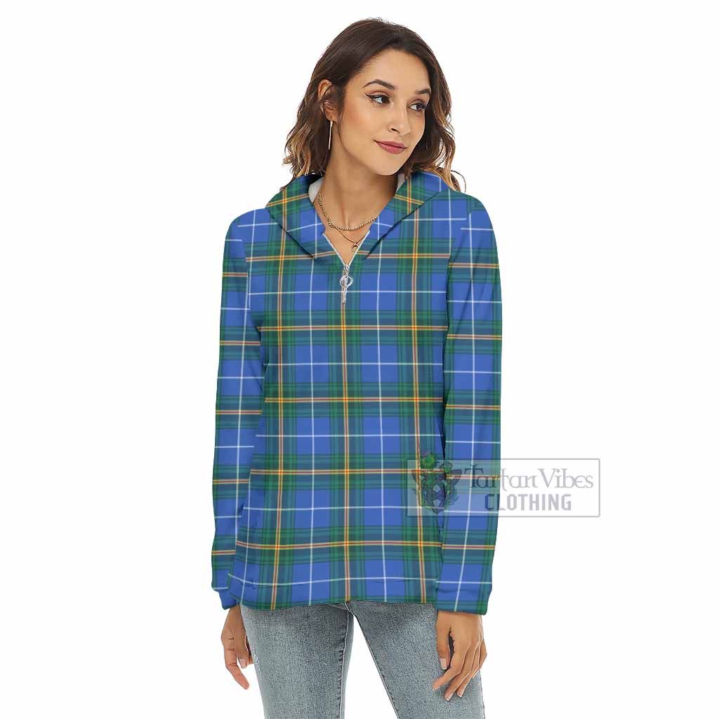Tartan Vibes Clothing Nova Scotia Province Canada Tartan Women's Borg  Half Zip Fleece Hoodie