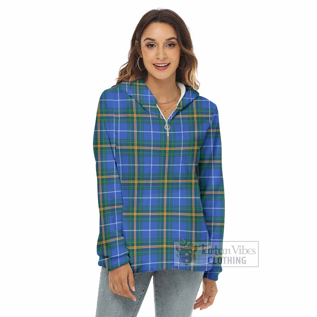 Tartan Vibes Clothing Nova Scotia Province Canada Tartan Women's Borg  Half Zip Fleece Hoodie