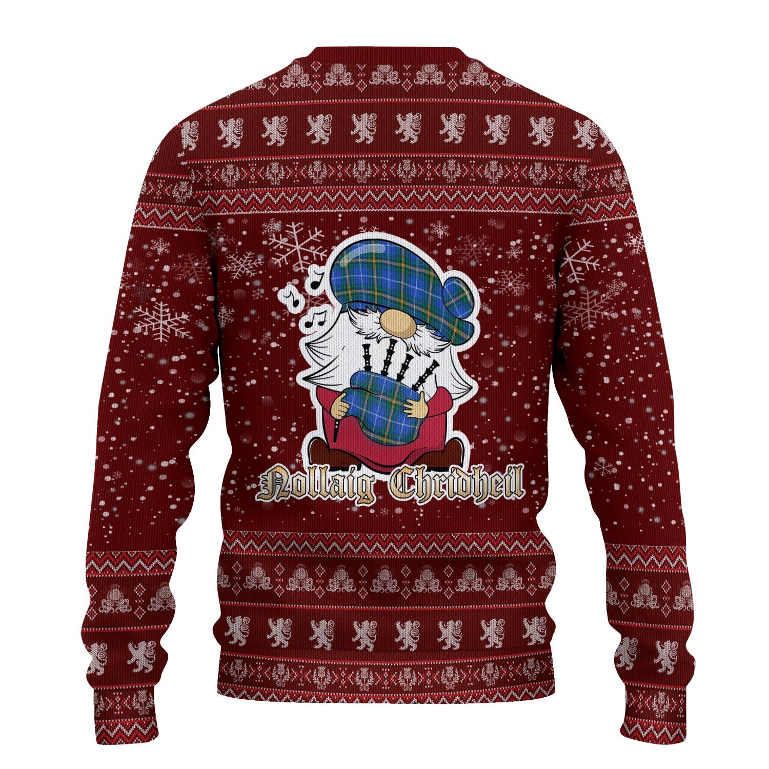 Nova Scotia Province Canada Clan Christmas Family Knitted Sweater with Funny Gnome Playing Bagpipes - Tartanvibesclothing