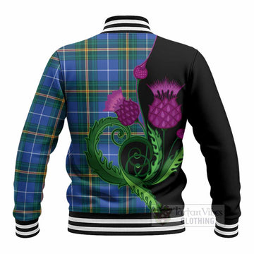 Nova Scotia Province Canada Tartan Baseball Jacket Traditional Scottish Thistle