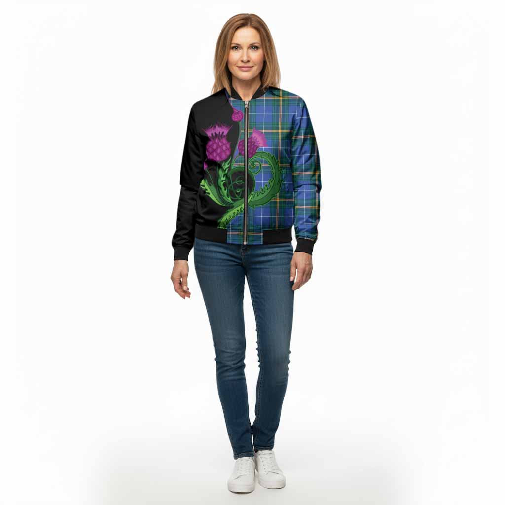 Nova Scotia Province Canada Tartan Bomber Jacket Traditional Scottish Thistle