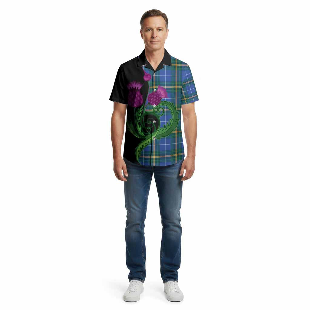 Nova Scotia Province Canada Tartan Cotton Hawaiian Shirt Traditional Scottish Thistle