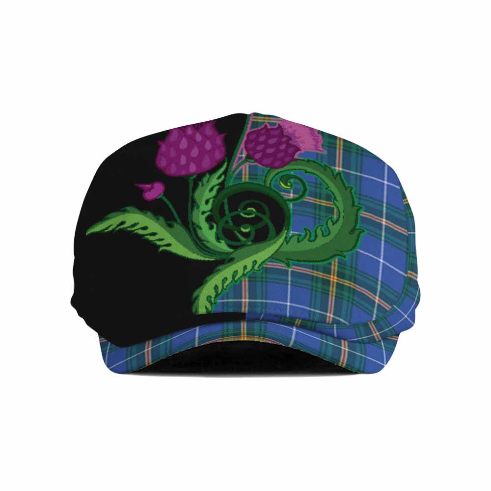 Nova Scotia Province Canada Tartan Flat Cap, Jeff Cap Traditional Scottish Thistle