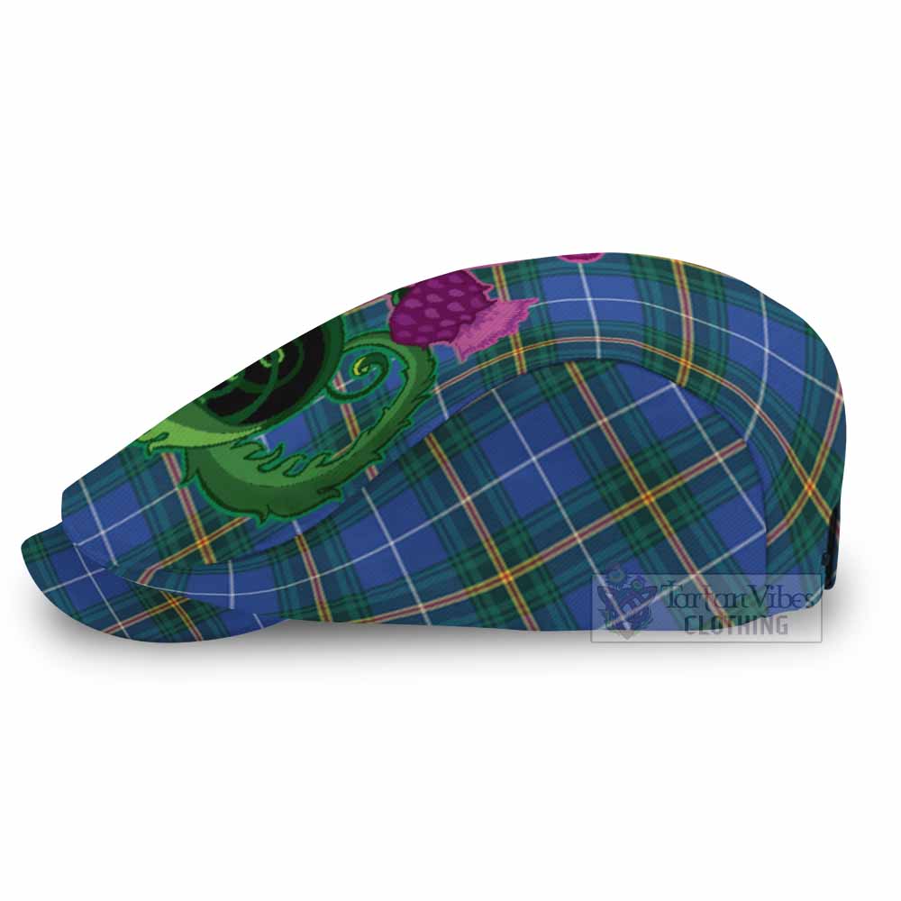 Nova Scotia Province Canada Tartan Flat Cap, Jeff Cap Traditional Scottish Thistle