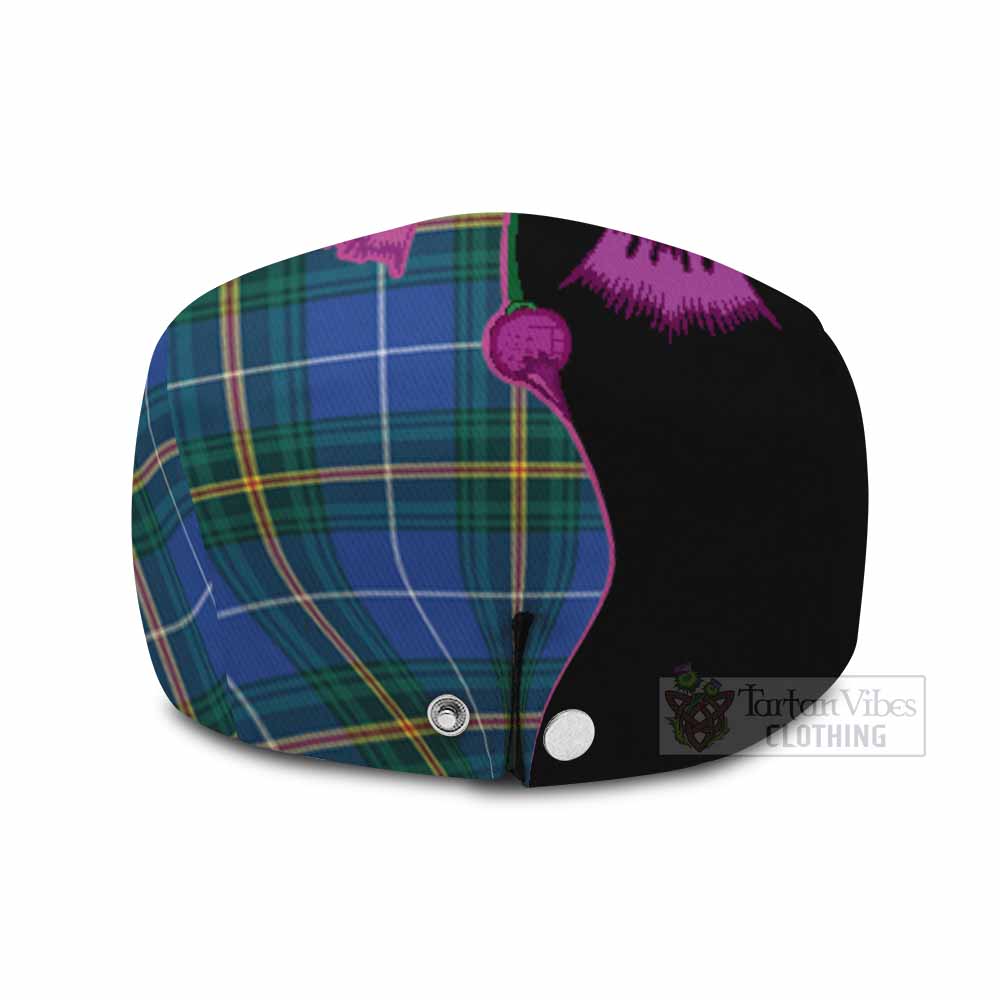 Nova Scotia Province Canada Tartan Flat Cap, Jeff Cap Traditional Scottish Thistle