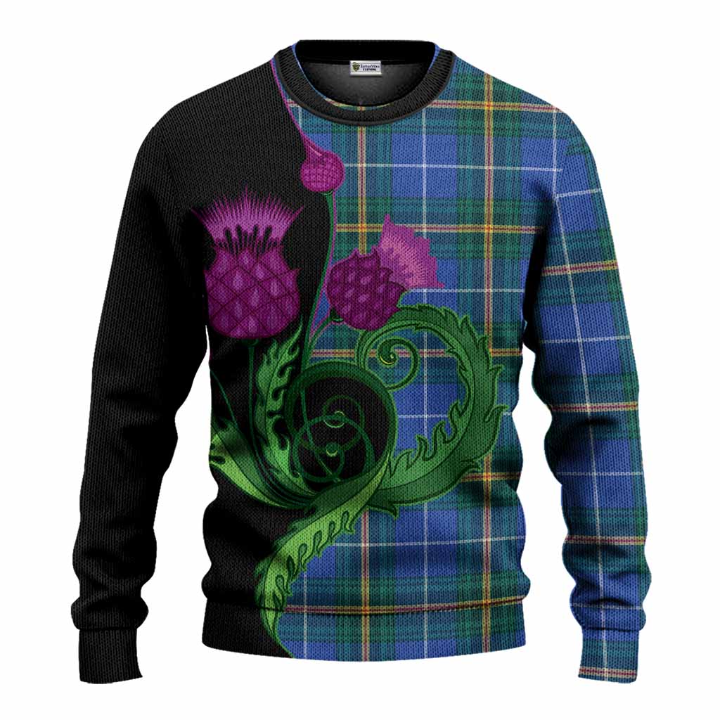 Nova Scotia Province Canada Tartan Knitted Sweater Traditional Scottish Thistle