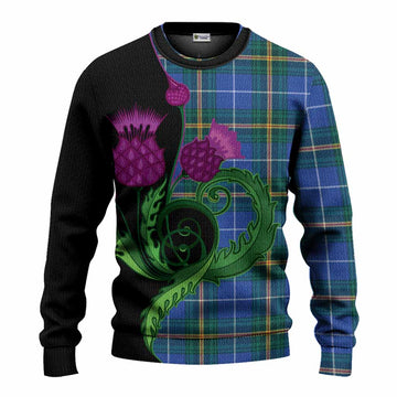 Nova Scotia Province Canada Tartan Knitted Sweater Traditional Scottish Thistle