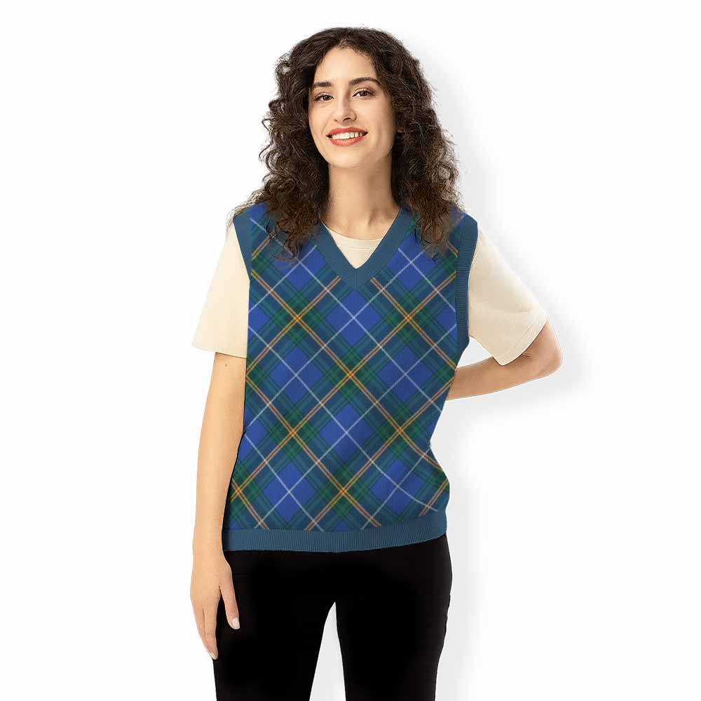 Nova Scotia Province Canada Tartan  Knitted V-Neck Vest Cross Style