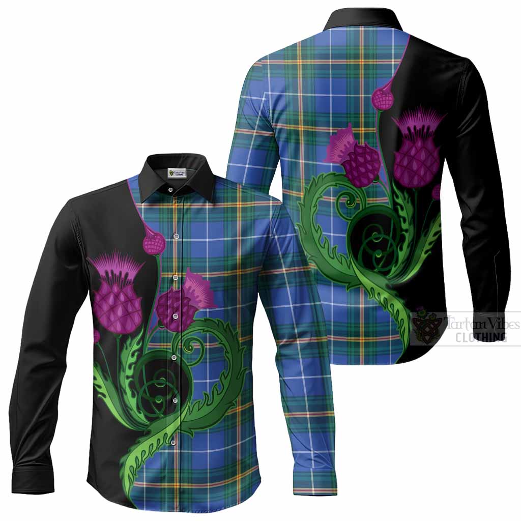 Nova Scotia Province Canada Tartan Long Sleeve Button Shirts Traditional Scottish Thistle