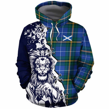 Nova Scotia Province Canada Tartan Scottish Cotton Hoodie Angry Lion With Soccer Ball Style