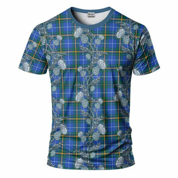 Nova Scotia Province Canada Tartan T-Shirt Seamless Scottish Thistle Flowers