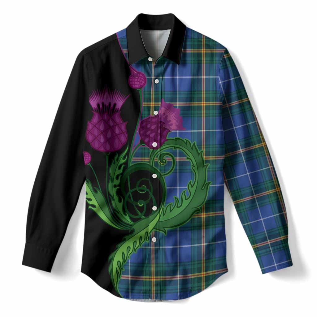 Nova Scotia Province Canada Tartan Women Casual Shirt Traditional Scottish Thistle