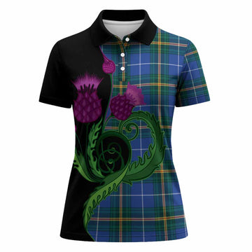 Nova Scotia Province Canada Tartan Women Polo Shirt Traditional Scottish Thistle
