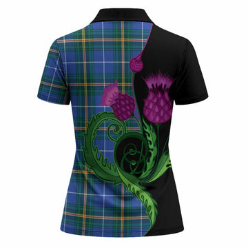 Nova Scotia Province Canada Tartan Women Polo Shirt Traditional Scottish Thistle
