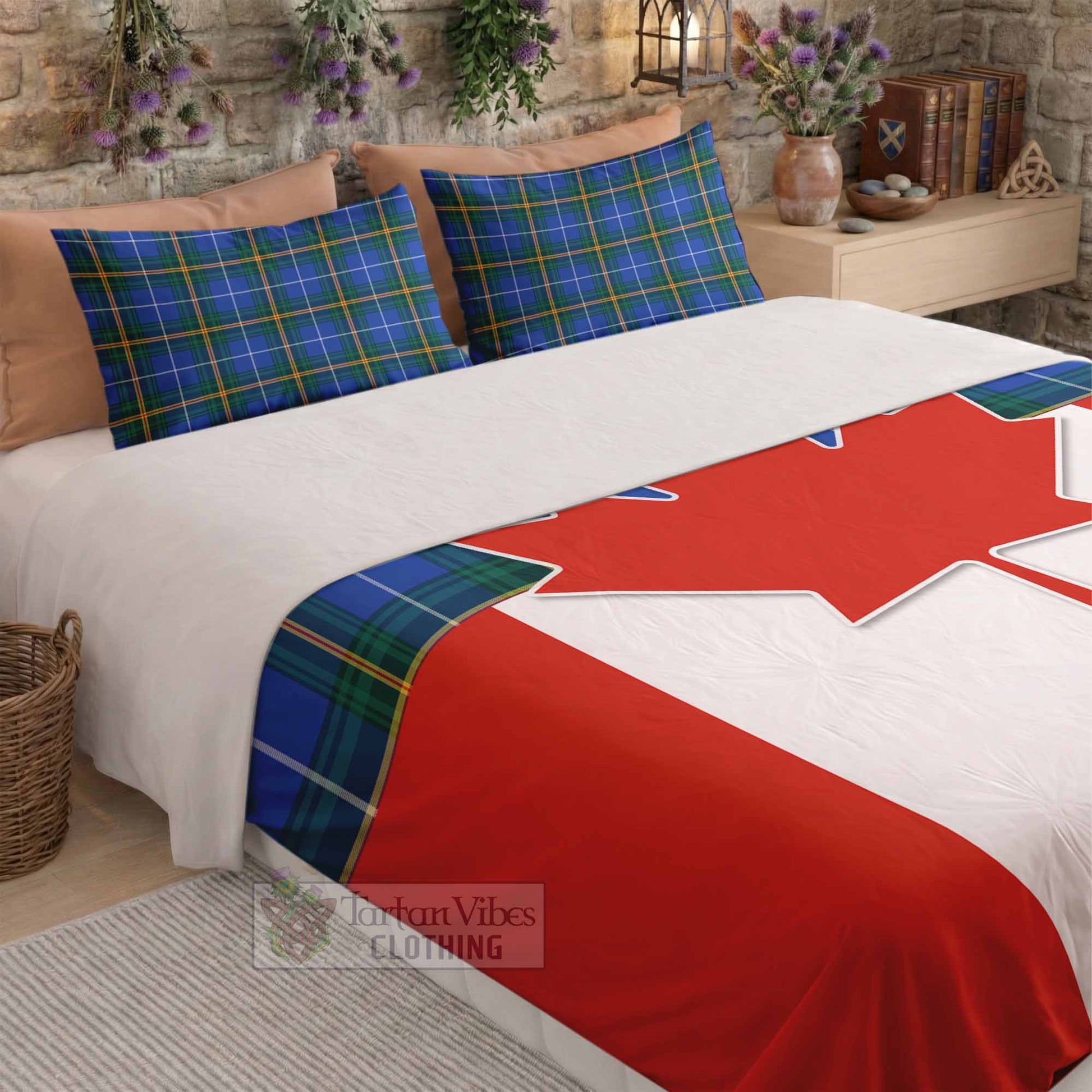 Nova Scotia Tartan Bedding Set Canada Maple Leaf Half Style - Tartan Vibes Clothing