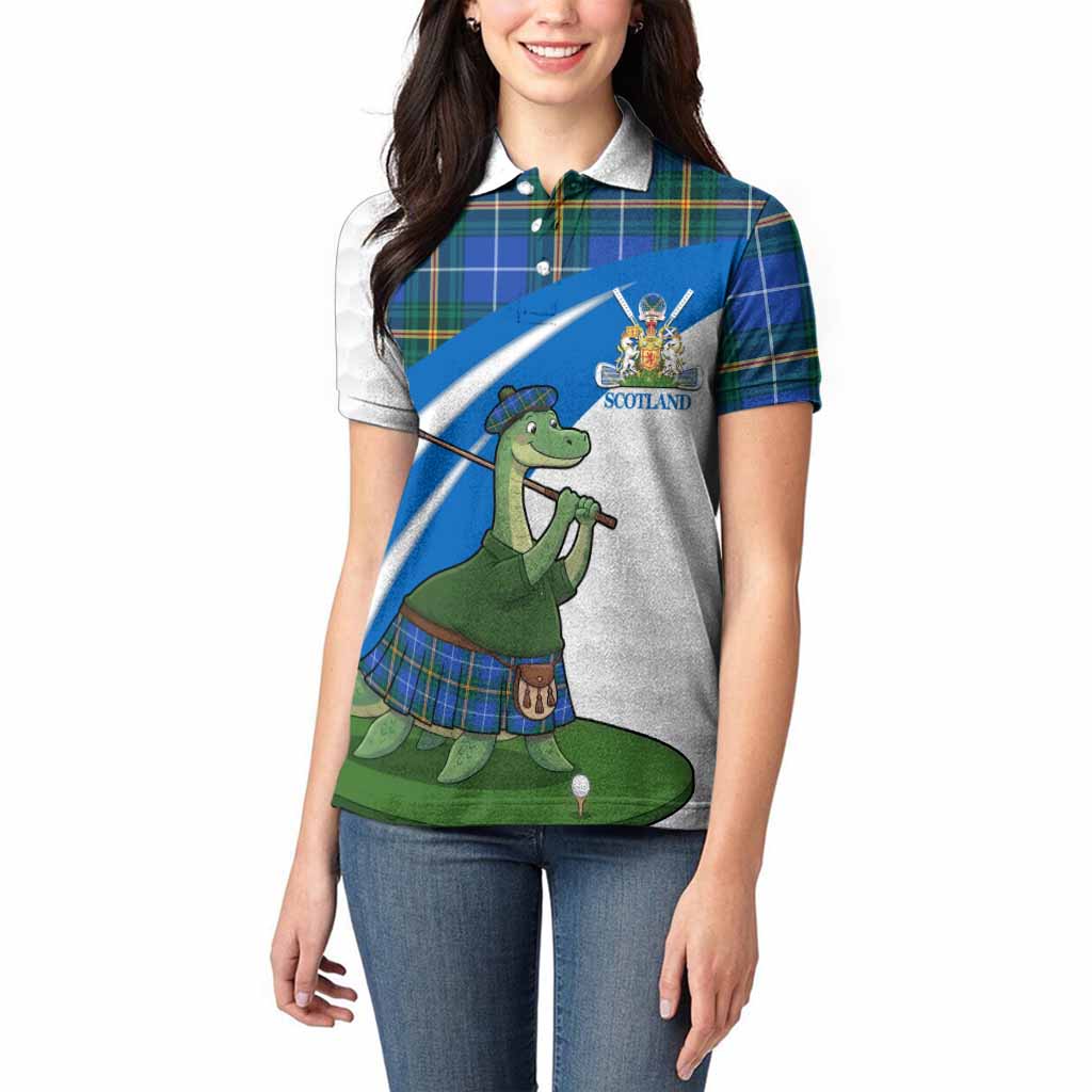 Nova Scotia Tartan Crest Golf Nessie Women Polo Shirt Loch Ness Monster Sporty Style