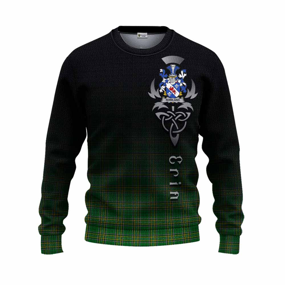 Tartan Vibes Clothing Nowland Irish Clan Knitted Sweater with Coat of Arms Erin Go Bragh Celtic Inspired
