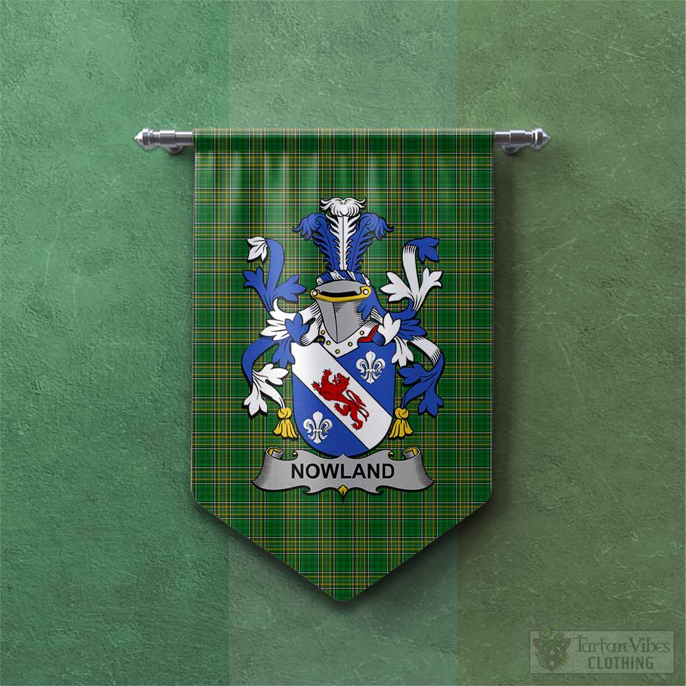 Tartan Vibes Clothing Nowland Irish Clan Tartan Gonfalon, Tartan Banner with Coat of Arms