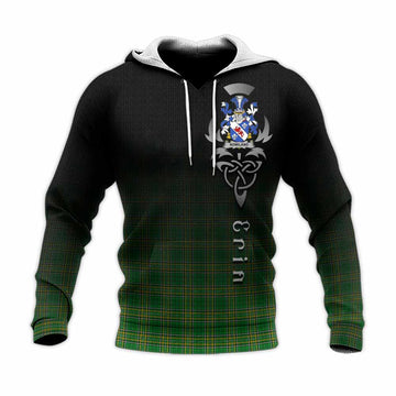 Tartan Vibes Clothing Nowland Irish Clan Knitted Hoodie with Coat of Arms Erin Go Bragh Celtic Inspired