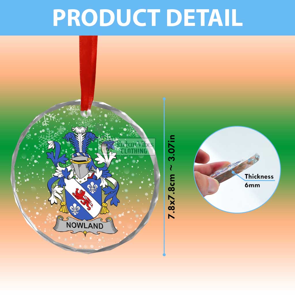 Tartan Vibes Clothing Nowland Irish Clan Christmas Glass Ornament with Coat of Arms