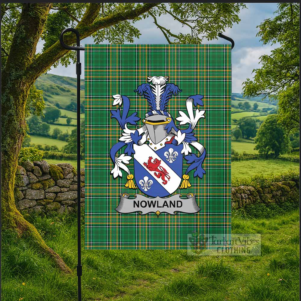 Nowland Irish Clan Tartan Flag with Coat of Arms