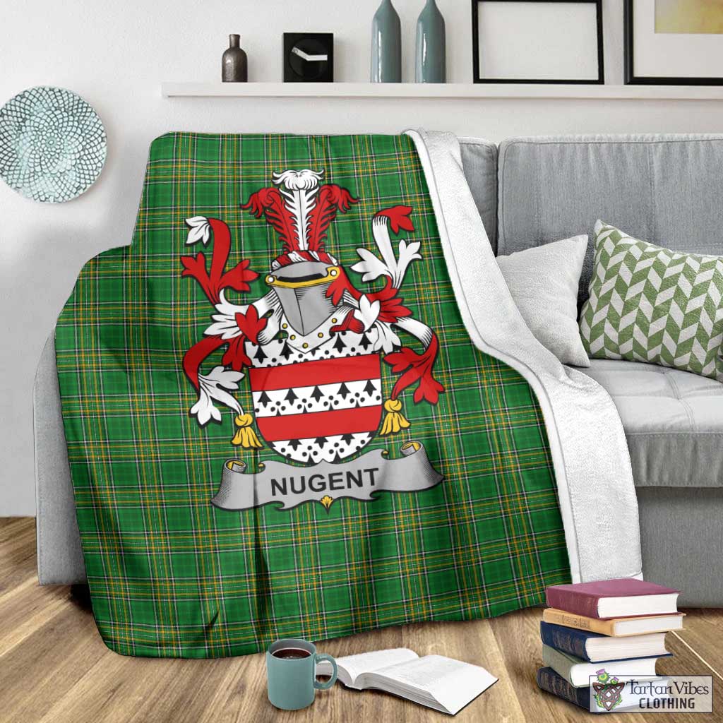 Tartan Vibes Clothing Nugent Irish Clan Tartan Blanket with Coat of Arms