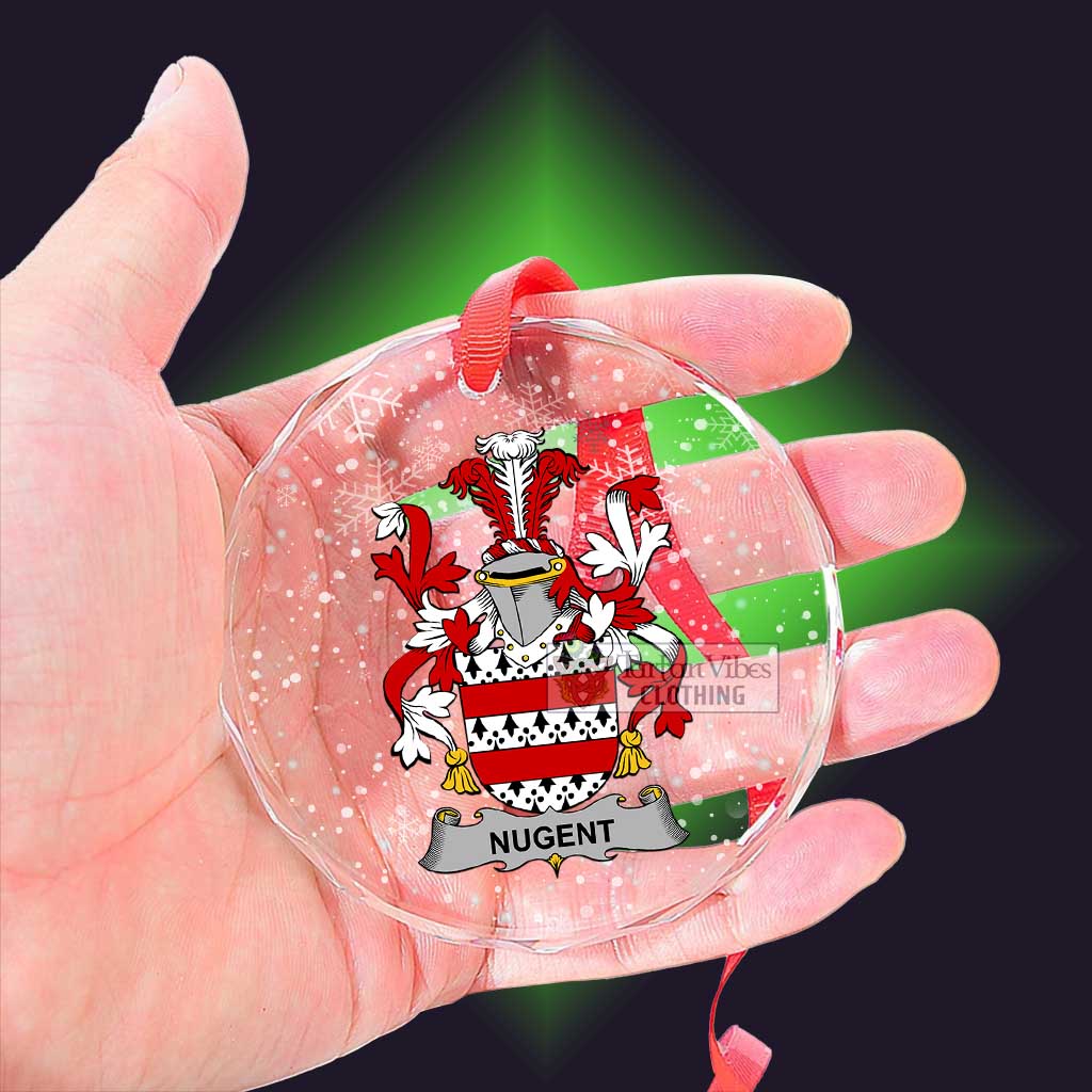 Tartan Vibes Clothing Nugent Irish Clan Christmas Glass Ornament with Coat of Arms
