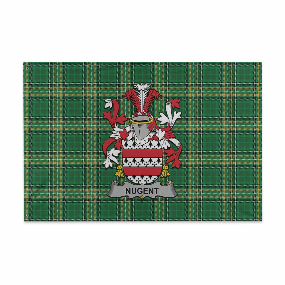 Tartan Vibes Clothing Nugent Irish Clan Tartan House Flag with Coat of Arms