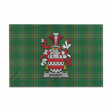 Nugent Irish Clan Tartan House Flag with Coat of Arms