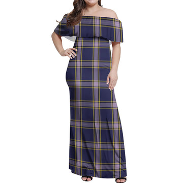 Nunavut Territory Canada Tartan Off Shoulder Long Dress