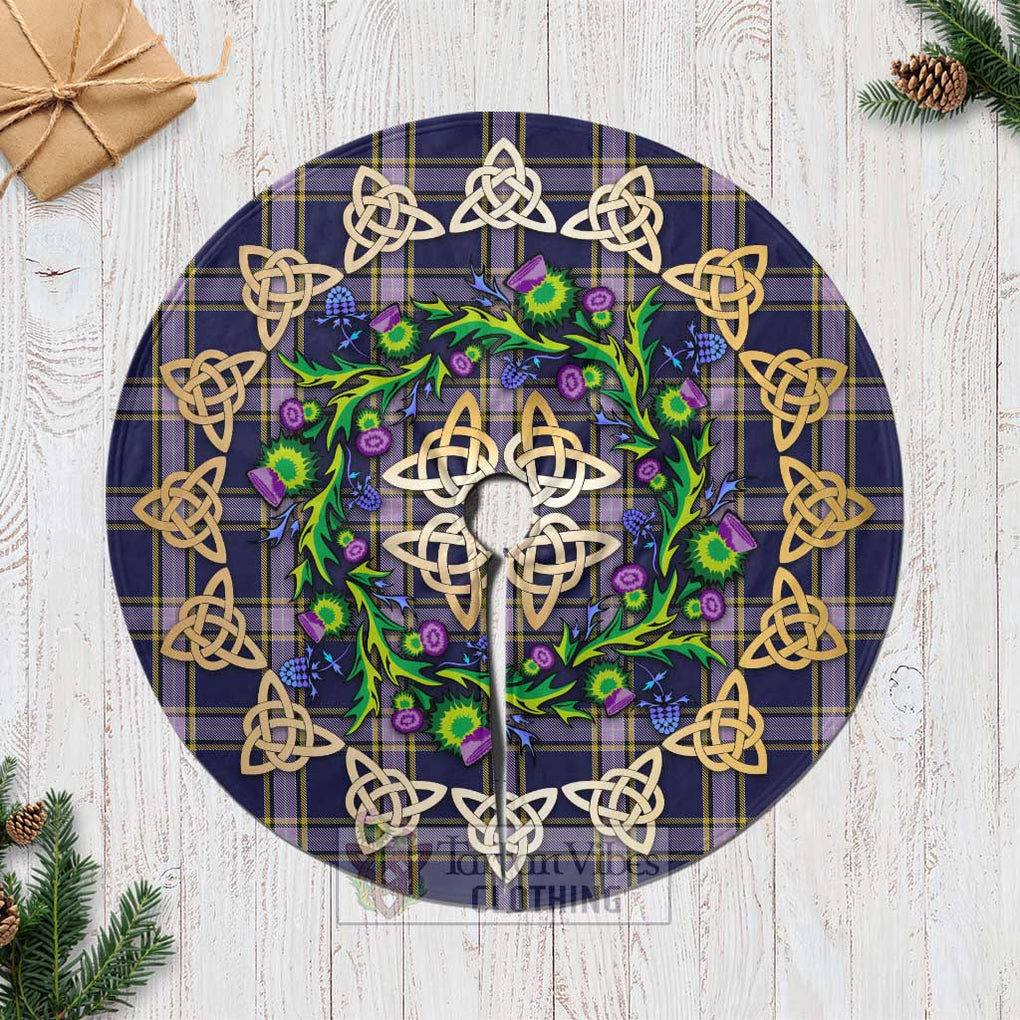 Tartan Vibes Clothing Nunavut Territory Canada Tartan Christmas Tree Skirt with Thistle Celtic Knot Style