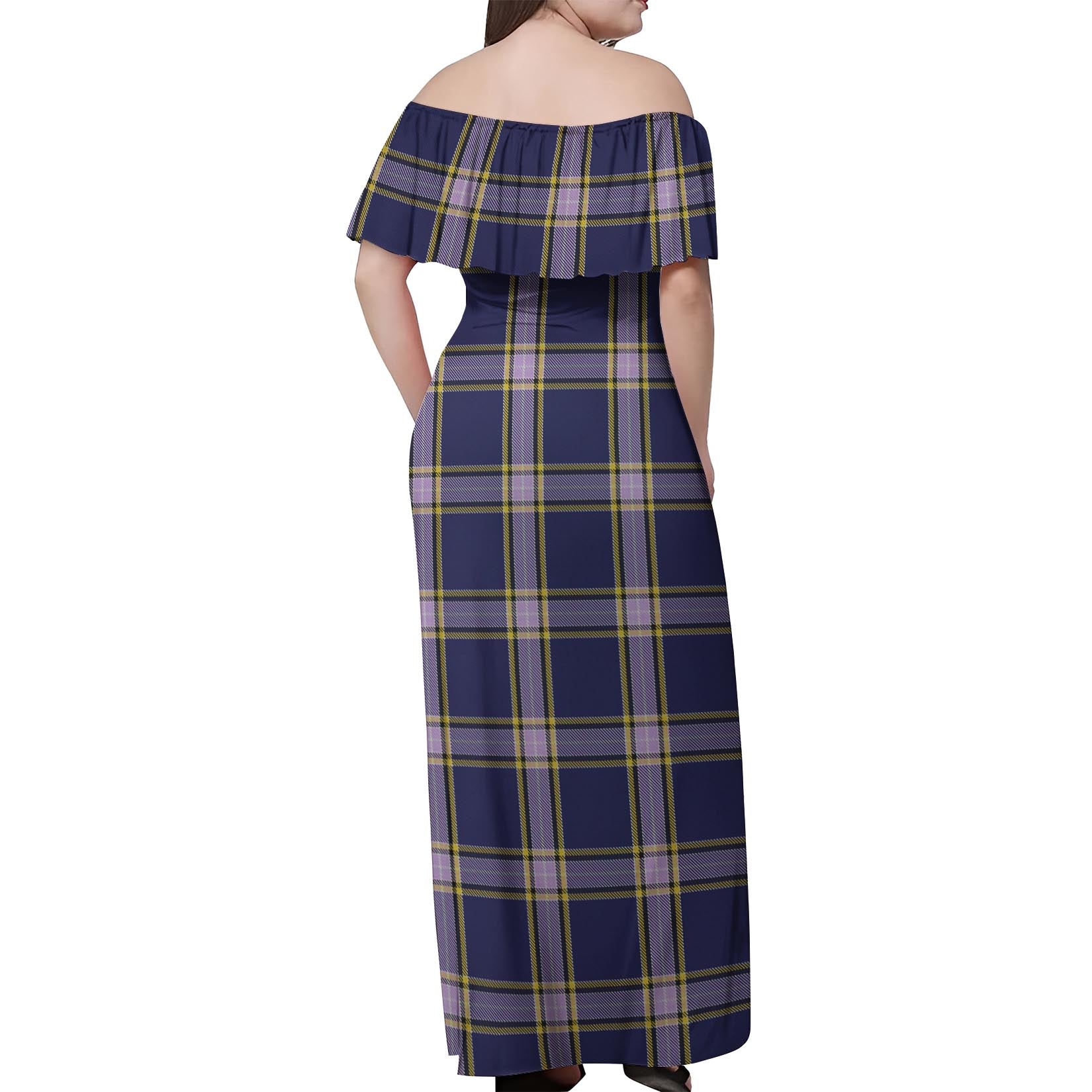 Nunavut Territory Canada Tartan Off Shoulder Long Dress - Tartanvibesclothing
