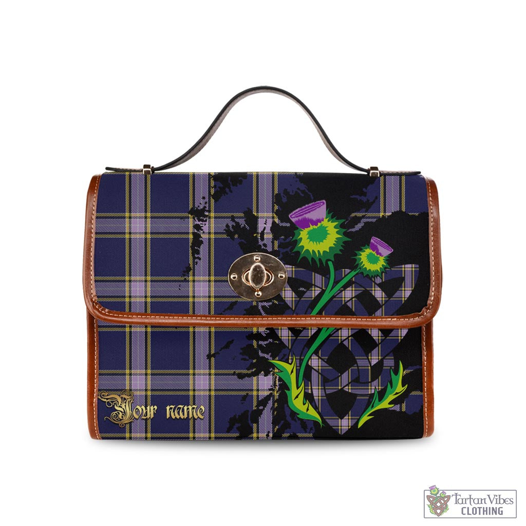 Tartan Vibes Clothing Nunavut Territory Canada Tartan Waterproof Canvas Bag with Scotland Map and Thistle Celtic Accents
