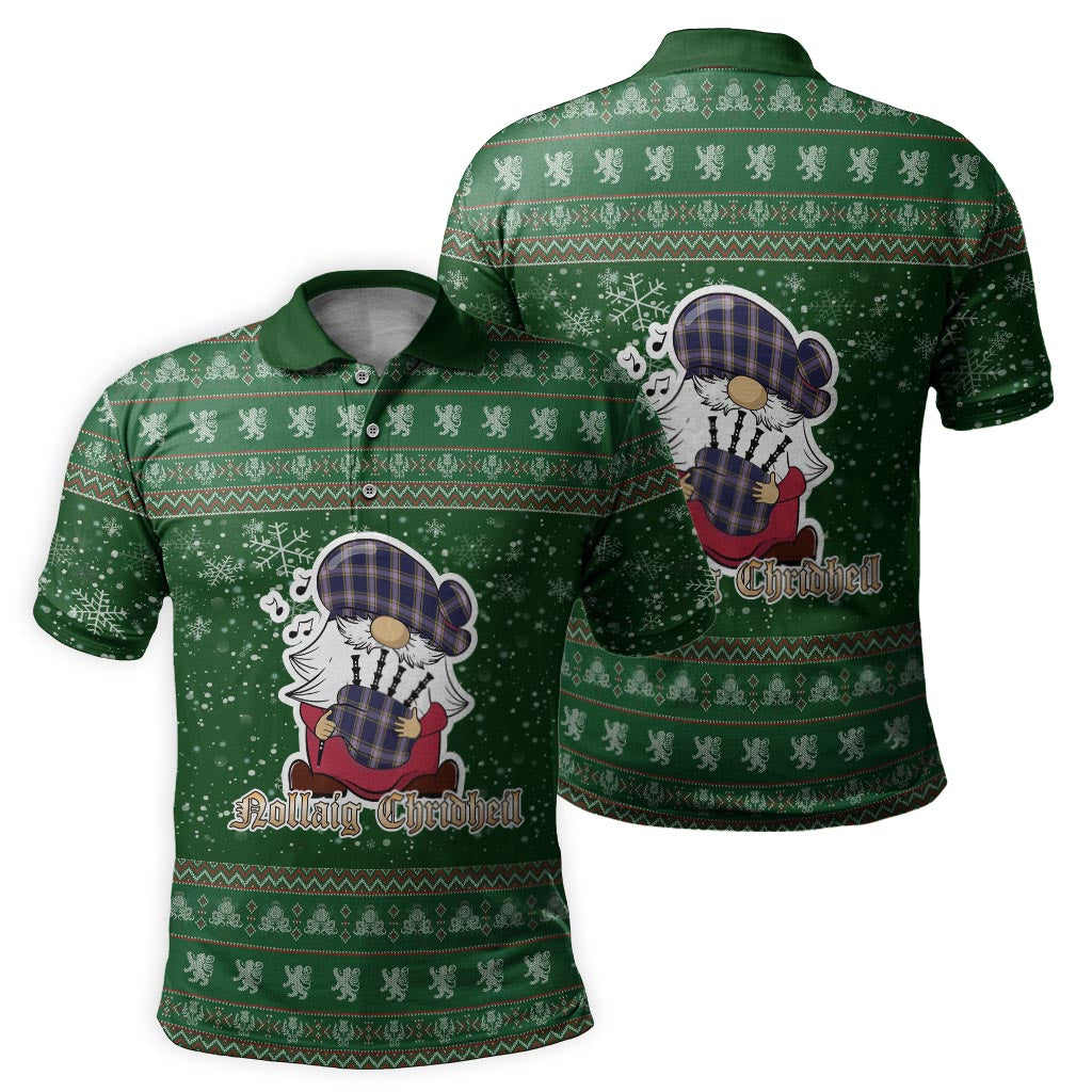 Nunavut Territory Canada Clan Christmas Family Polo Shirt with Funny Gnome Playing Bagpipes - Tartanvibesclothing