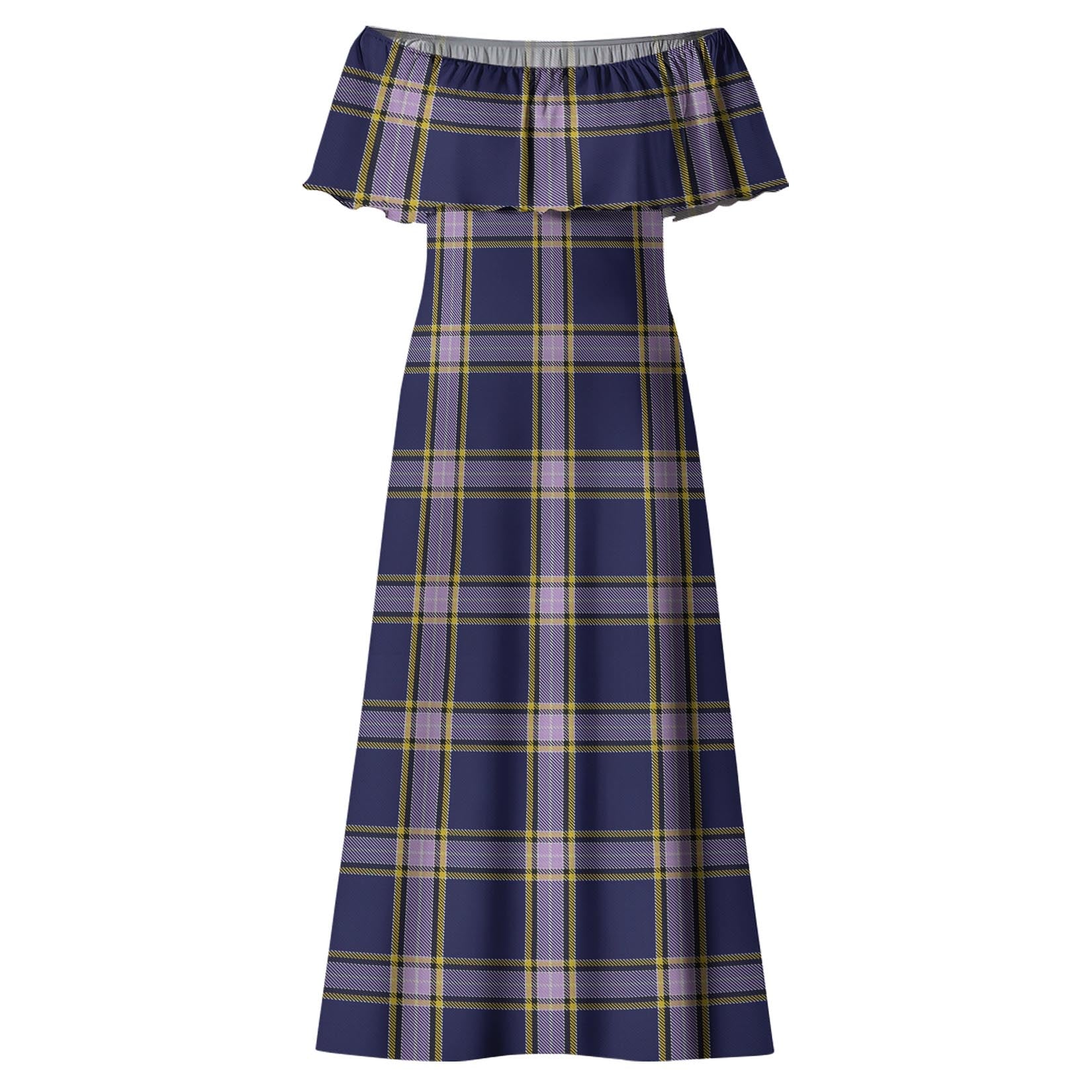 Nunavut Territory Canada Tartan Off Shoulder Long Dress - Tartanvibesclothing
