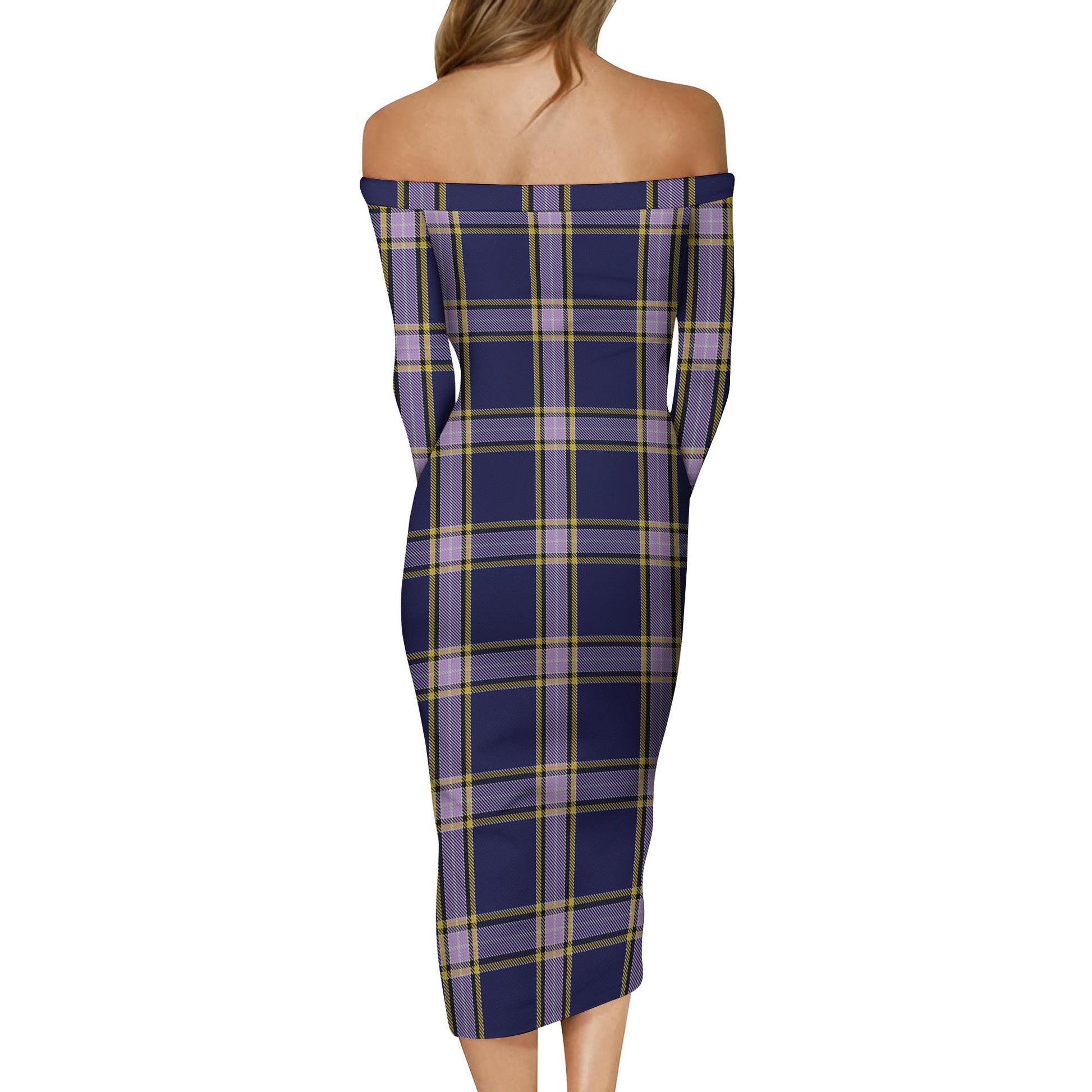 Nunavut Territory Canada Tartan Off Shoulder Lady Dress - Tartanvibesclothing