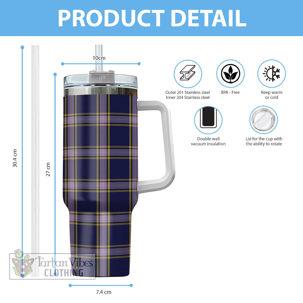 Tartan Vibes Clothing Nunavut Territory Canada Tartan Tumbler with Handle
