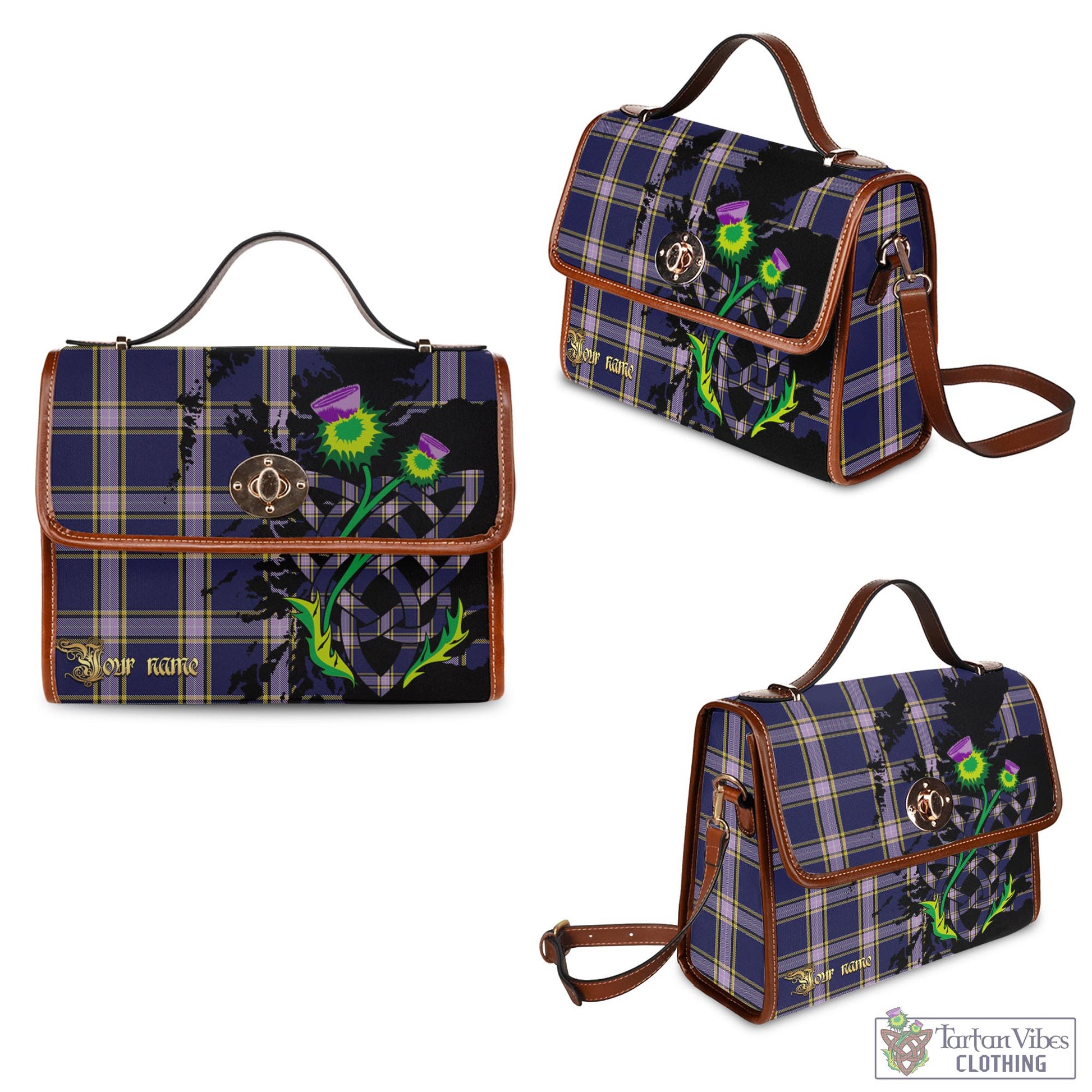 Tartan Vibes Clothing Nunavut Territory Canada Tartan Waterproof Canvas Bag with Scotland Map and Thistle Celtic Accents