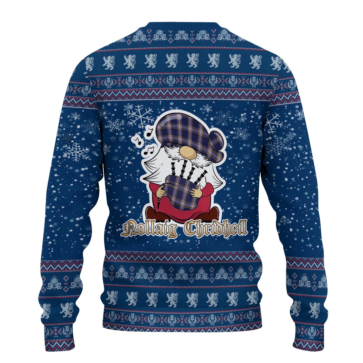 Nunavut Territory Canada Clan Christmas Family Knitted Sweater with Funny Gnome Playing Bagpipes - Tartanvibesclothing